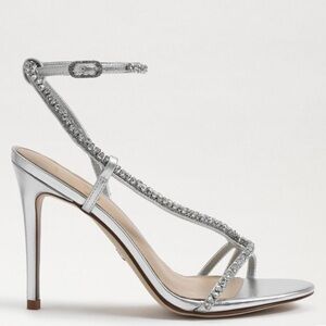 Sam Edelman Womens Granger Silver Metallic Embellished High Heel Sandals - NWT